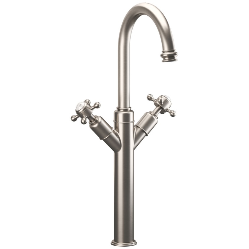 Cutout image of Crosswater Belgravia Brushed Nickel Tall Basin Mono Tap